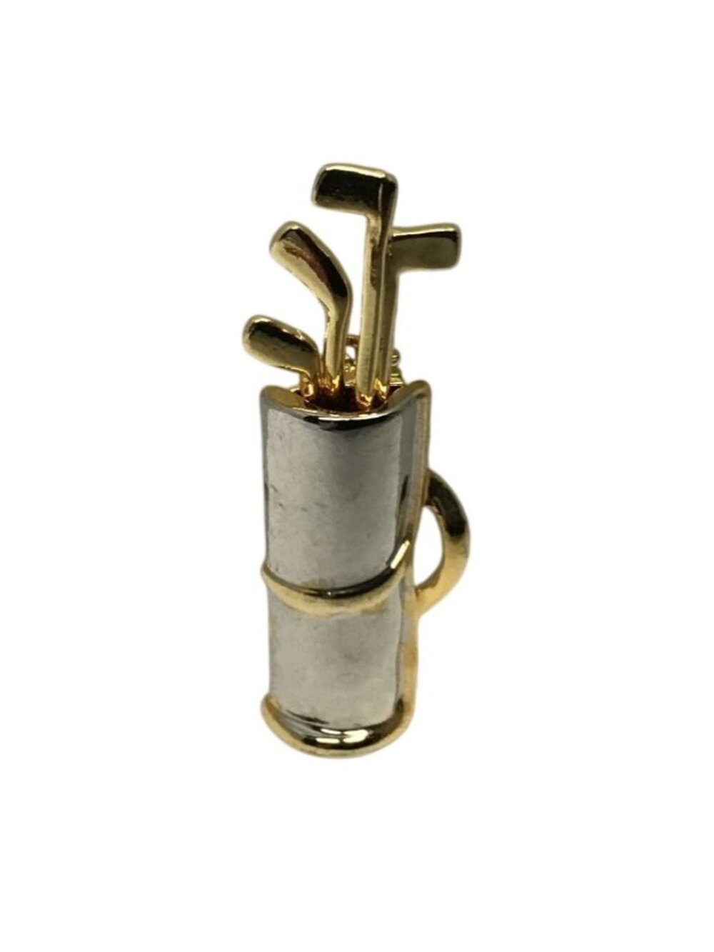 Metal Vintage Two Tone Golf Bag and Clubs 2 inch Brooch Pin